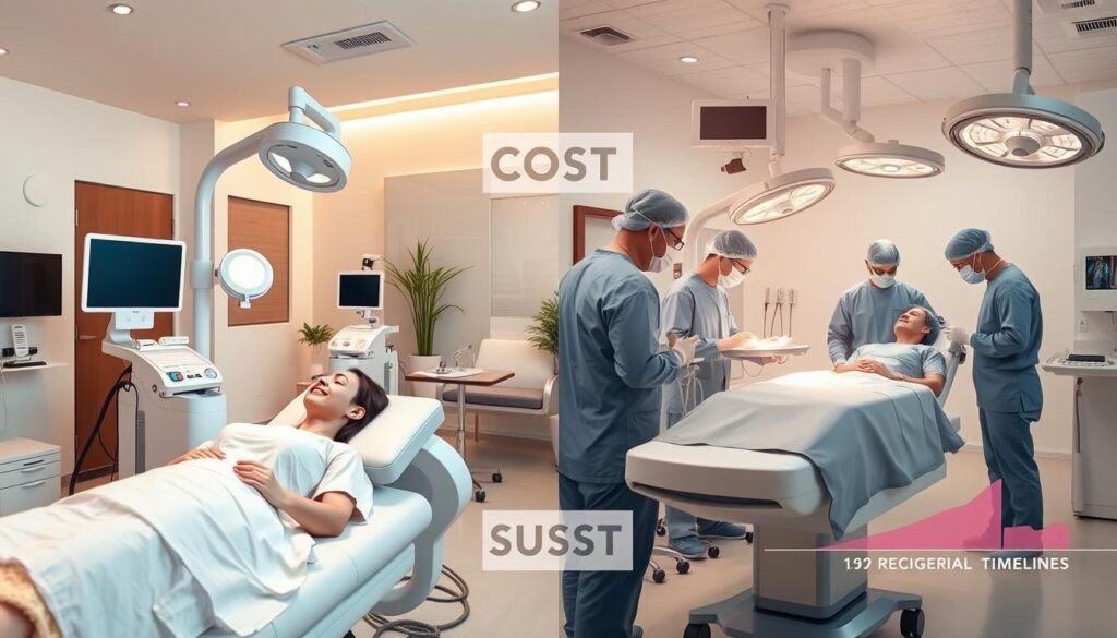 Cost analysis and recovery differences in non-surgical skin tightening and surgical options