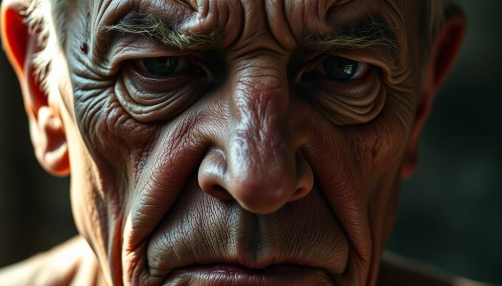 עישון ונזק לעור, קווי מתאר ברורים עישון ונזק לעור, קווי מתאר ברורים